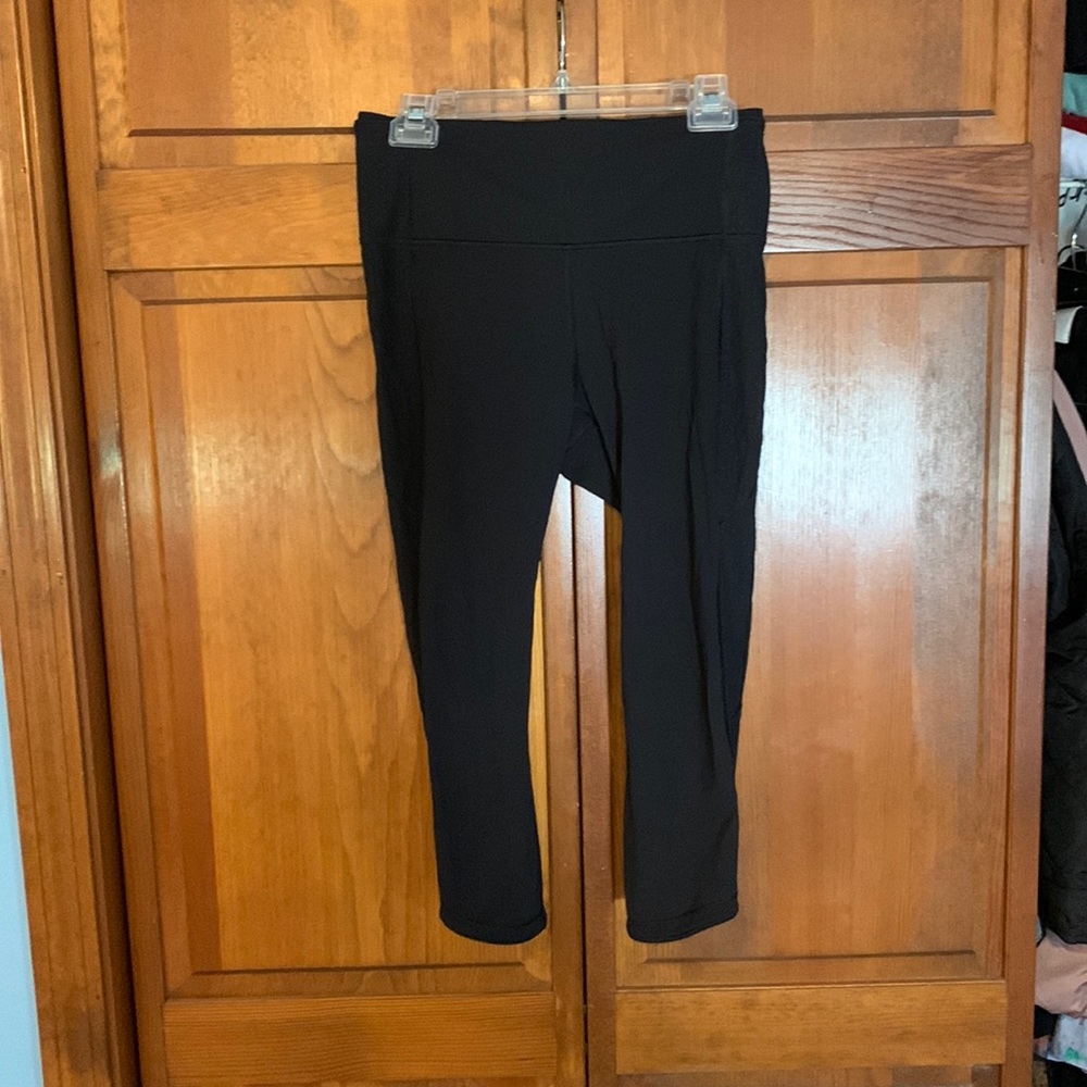 Black lulu lemon legging! Sheer sides. Size 10. Calf length!